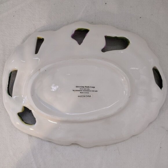 LOT OF 2 – Brown Ceramic Bunny Figurine and Floral Bunny  Serving Plate - Picture 4 of 9